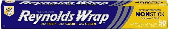 Reynolds Wrap Non-Stick Aluminum Foil Easy Prep, Cook & Clean (50 Sq Ft (Pack of 6)