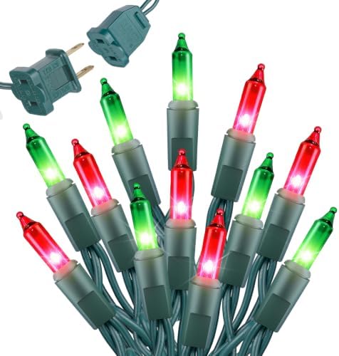 Red and Green Christmas Lights, 20FT 100 Count Incandescent Mini String Lights, Connectable Waterproof Fairy Light Christmas Decorations for Indoor Outdoor Xmas Tree Garland Garden Patio Party Decor