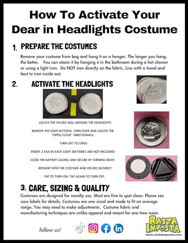 Rasta Imposta Deer in Headlights Couples Costume, One Size Fits Most Adults