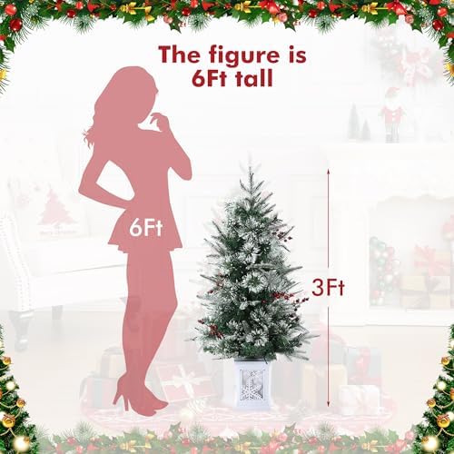 GAOMON 2Set 3FT Prelit Christmas Tree, Artificial Tree with Lighting Base