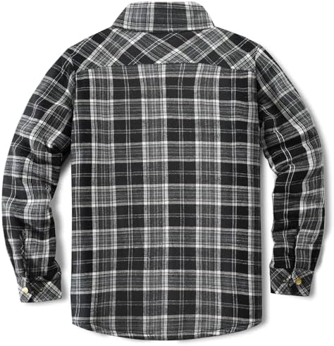 Men's Sherpa Cotton Flannel Shirt Jacket Plaid Button Coat Pocket