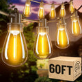 60FT LED Outdoor String Lights with 16+1 Edison Shatterproof Waterproof Bulbs, 2700K Commercial Grade Patio Lights, Heavy Duty Outside Hanging for Garden Porch Deck Decor
