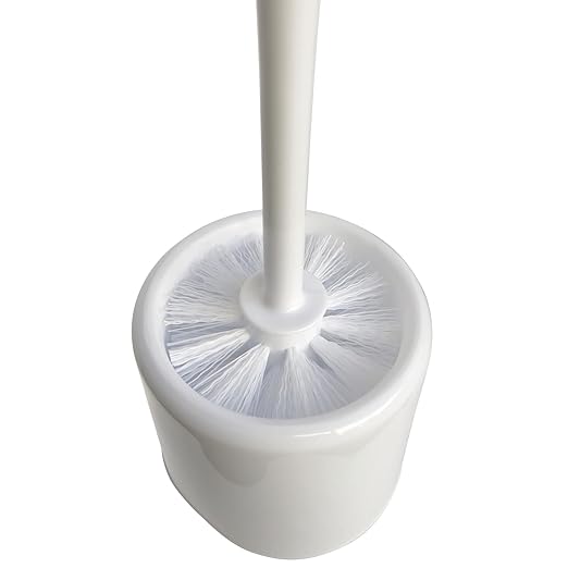 SPARTA 16-Inch Bowl Brush with Caddy, Toilet Bowl Cleaning Brush with Polypropylene Bristles and Storage Holder, White