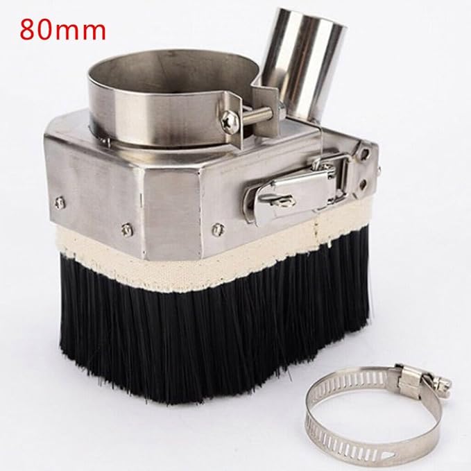 Double Door Spindle Dust Shoe Cover,80Mm CNC Router Engraving Machine Cleaner, Stainless Steel Nylon Brush Woodworking Vacuum Dust Collector(80mm)