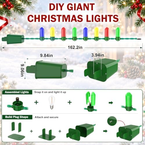 DIY Jumbo Christmas String Lights, 13.5FT 8 Giant Bulbs, Multicolor