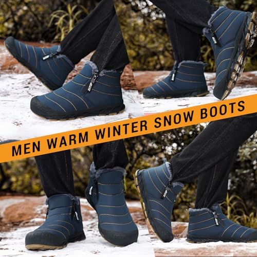 ziitop Snow Boots Mens Waterproof Winter Boots Fur Lined Warm Ankle Boots