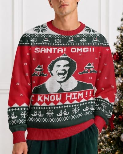 34HD Ugly Xmas Sweater–Funny Knit Christmas Sweater for Women & Men 2025, Long Sleeve Crewneck Holiday Pullover, Unisex Gift