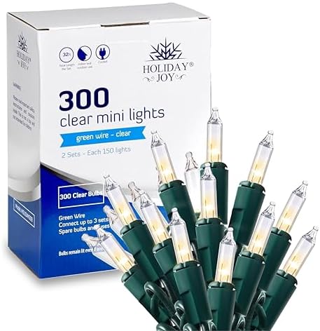 Holiday Joy Incandescent Christmas Lights - 300 Count Warm White, 64FT
