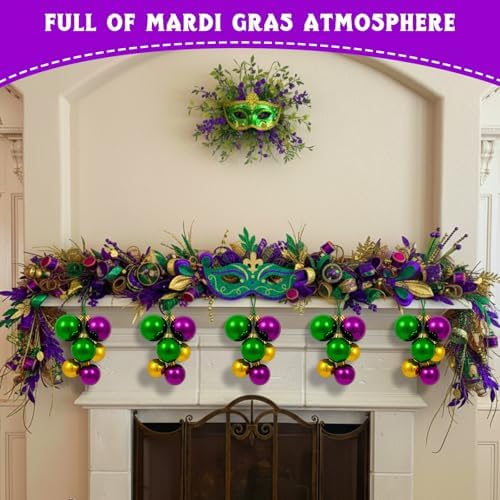 Roowest 4 Sets Plastic Large Christmas Ball Ornaments for Tree Balls Cluster Pre Strung Xmas Tree Decorations 2" to 2.8" Christmas Balls Ornaments for Hanging (Purple,Green,Gold)