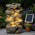 Solar Water Fountain Outdoor Cascading Design 5 Tier Feature Fountains