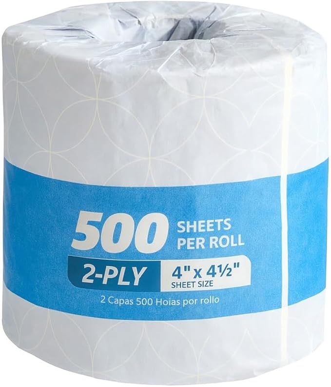 Bulk Toilet Paper Pallet – 4.5" x 4" Premium 2-Ply Standard Bath Tissue, 500 Sheets per Roll, Individually Wrapped, Case of 96 Rolls, 31 Cases per Pallet (2,976 Rolls Total), Commercial & Home