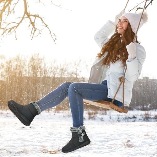 Winter Snow Boots for Women: Comfortable Warm Fur Lined Ankle Booties Non Slip Waterproof Boots for Outdoor Walking