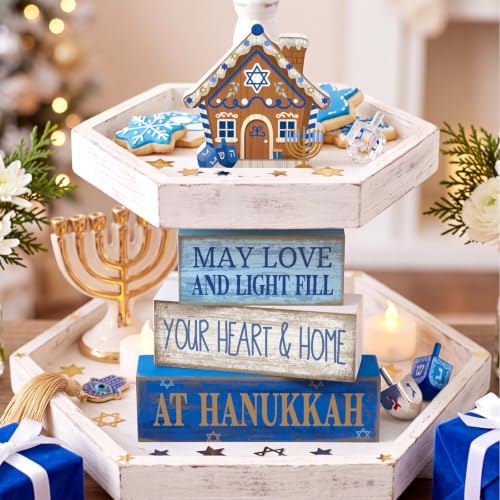 Lineshading 4 Pcs Table Decor for Home Shelf, Hanukkah Gingerbread House