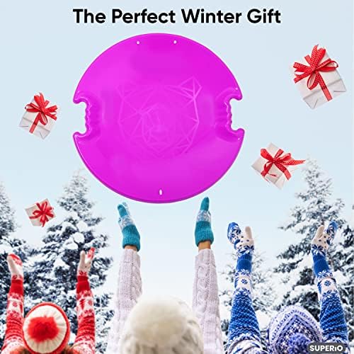 Superio Round Saucer Snow Sleds for Kids and Adult, Spiral Toddler Sled 26" Avalanche Circle Jet Sled for Toddlers Age Plastic Sledding Disc, Winter Snow Toys Fun for Kids and Adults, 1-Pack