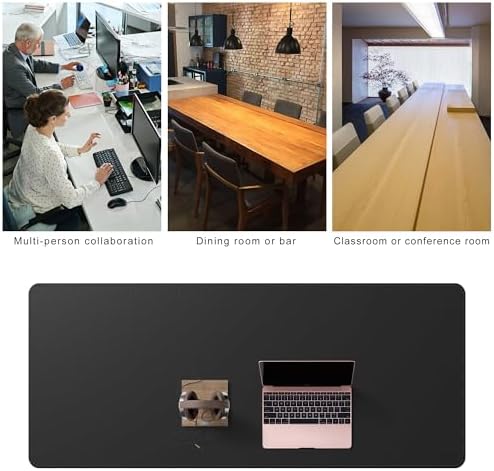 Cacoy 66.9'' x 27.5'' Leather Desk Pad Blotter Protector, Large Gaming Keyboard Mouse Pad, Faux Leather Desk Mat for Desktop and Laptop, Waterproof XXXL Extended Desktop Keyboard Mouse Mat, Black