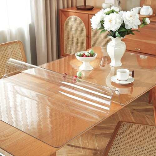 OstepDecor 36 x 70 in Clear Table Protector 1.5mm Thick Plastic Table Cover
