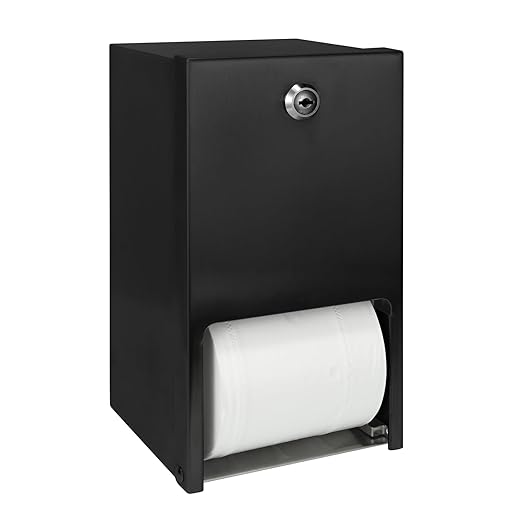 Stardrix Matte Black 2 Roll Stainless Steel Commercial Toilet Paper Dispenser, Heavy Duty Wall Mount Tissue Holder with Lock for Restroom/Bathroom