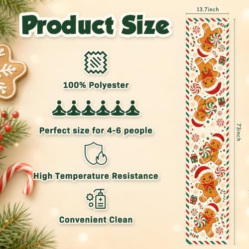 Christmas Decorations - Gingerbread Man Christmas Table Runner
