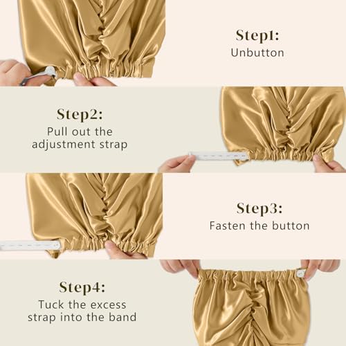 ZIMASILK 100% 22 Momme Mulberry Silk Bonnet for Sleeping Women, Breathable Silk Hair Wrap for Premium Hair Protection - Reducing Friction (1Pc, Gold)