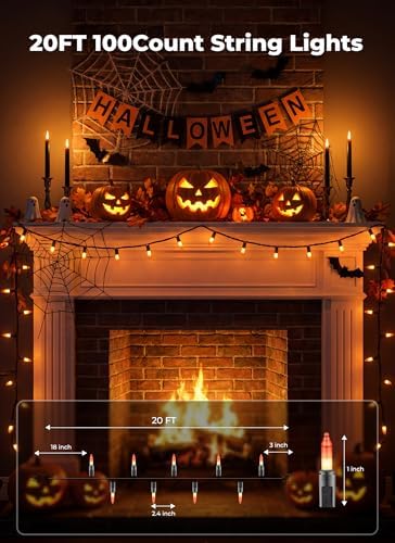 Minetom 100-count 20Ft Yellow & Orange Candy Corn Incandescent