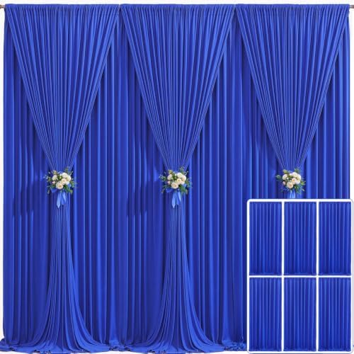 6 Panels Royal Blue Backdrop Curtain for Parties Wrinkle Free Blue Photo Curtains Backdrop Drapes Fabric Decoration for Wedding Birthday Party Baby Shower 30ft(W) x 10ft(H)