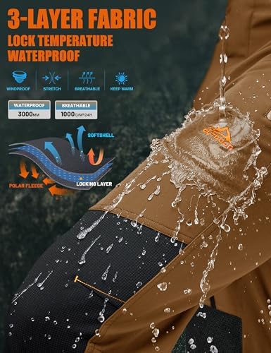 TACVASEN Men's Snow Ski Pants Winter Fleece Lined Water Resistant Insulated