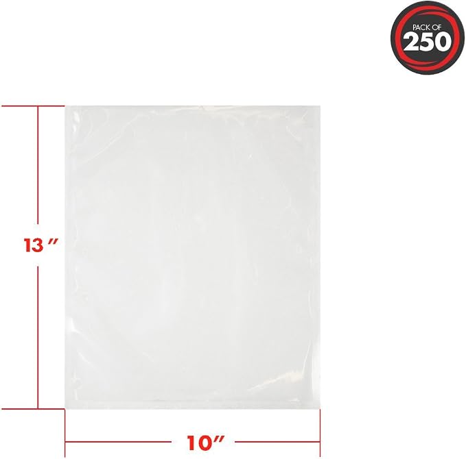 UltraSource - Chamber Machine Pouches 3 Mil Thickness, 10" x 13", Pack of 250 Vacuum Chamber Pouches, BPA-Free Pre-Cut Chamber Vacuum Sealer Bags with tear notch
