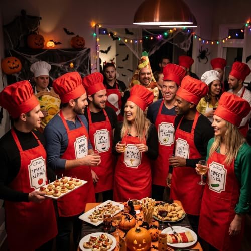 Reallnaive 9 Sets Halloween Condiment Group Costume Adult