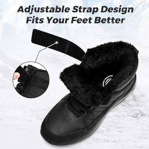 FitVille Wide Width Mens Winter Boots Fur Lined Extra Wide Snow Boot Lightweight Non Slip Outdoor Mens Diabetic Shoes for Flat Feet