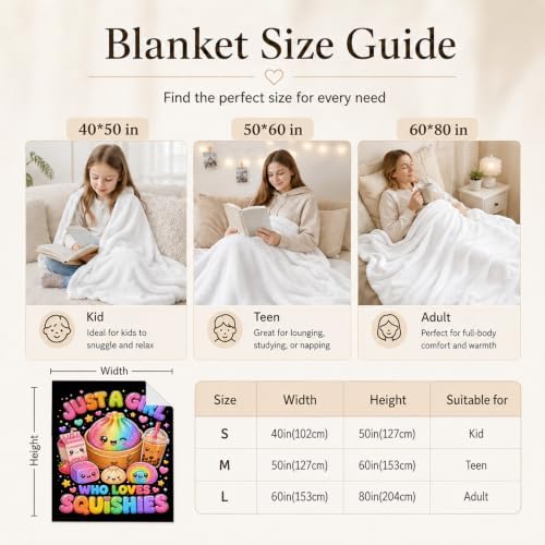 Kids Blanket Dumpling Throw Gift for Girls, Cute Squishy 40" x 50" Throws