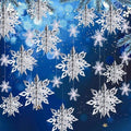 Snowflake Decorations, Paper Christmas Hanging Decor Indoor, Silver, 36-Pc