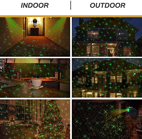Christmas Projector Lights Outdoor, Led Christmas Laser Lights Landscape Spotlight Red and Green Star Show Waterproof with Remote Decorative Patterns for Indoor Outdoor Garden Patio Wall Holiday