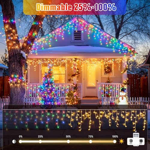 JMEXSUSS Color Changing Icicle Lights for Outside, 11 Modes 400 LED