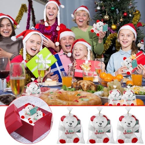 Poen Jesus Cane Plush Toy White Red Christmas Religious Decoration