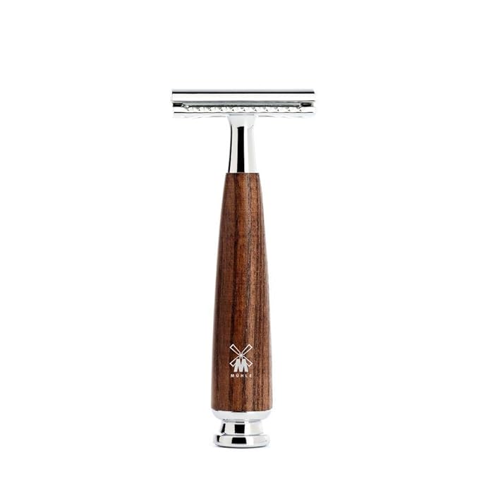 MÜHLE RYTMO Shaving Kit for Men, Steamed Ash Wet Shave Grooming Set 4-Piece | Closed-comb razor, synthetic brush, bowl and stand with Steamed Ash finish for organized wet-shaving daily grooming routines.