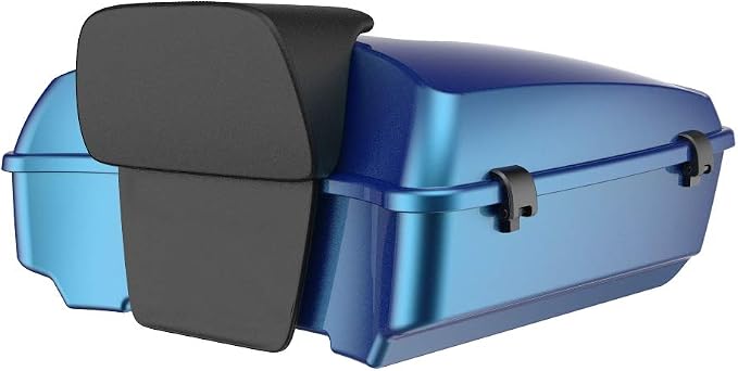 Advanblack Road Glide Tour Trunk Pack Daytona Blue Chopped Tour Trunk Pack Backrest Pad for '97-'25 Harley Touring Road King Street Glide Electra Glide CVO models
