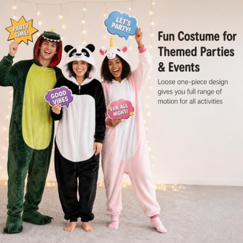 Snug Fit Unisex Adult Onesie Pajamas, Flannel Cosplay Animal One Piece Halloween Costume Sleepwear Homewear