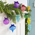 Hungdao 9 Pcs Vintage Colorful Glass Christmas Ornament with Bows, Bright