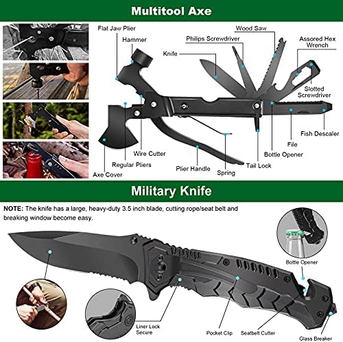 LUXMOM Emergency Survival Kit and First Aid Kit, 142Pcs Professional Survival Gear and Supplies Equipment with Molle Pouch, Gift for Christmas Men Dad Husband Camping Hiking Hunting Outdoor Adventure