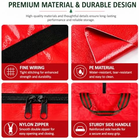 WFK 2 Pack 7FT Christmas Tree Storage Bag Waterproof Tree Bag Red