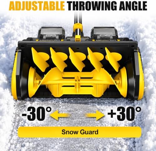Litekon 80V Brushless Cordless Snow Shovel, 18-Inch Electric Snow Blower with 2X 4.0Ah Batteries Snow Removal with 30FT Throw Distance for Patio, Deck, Driveway,Yellow