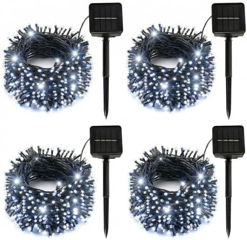 SyouHome Solar String Lights Outdoor, 4 Pack 400 LED Solar Christmas Lights