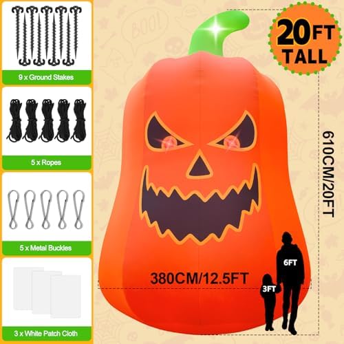 Kalolary 20FT Tall Halloween Inflatables Pumpkin Outdoor Decorations