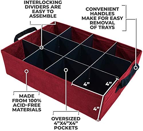 612 Vermont Christmas Ornament Storage Box, Holds 36-4 Inch Ornaments