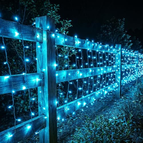 BrizLabs Teal Christmas Lights Outdoor 100 Count 19.7ft Incandescent Lights