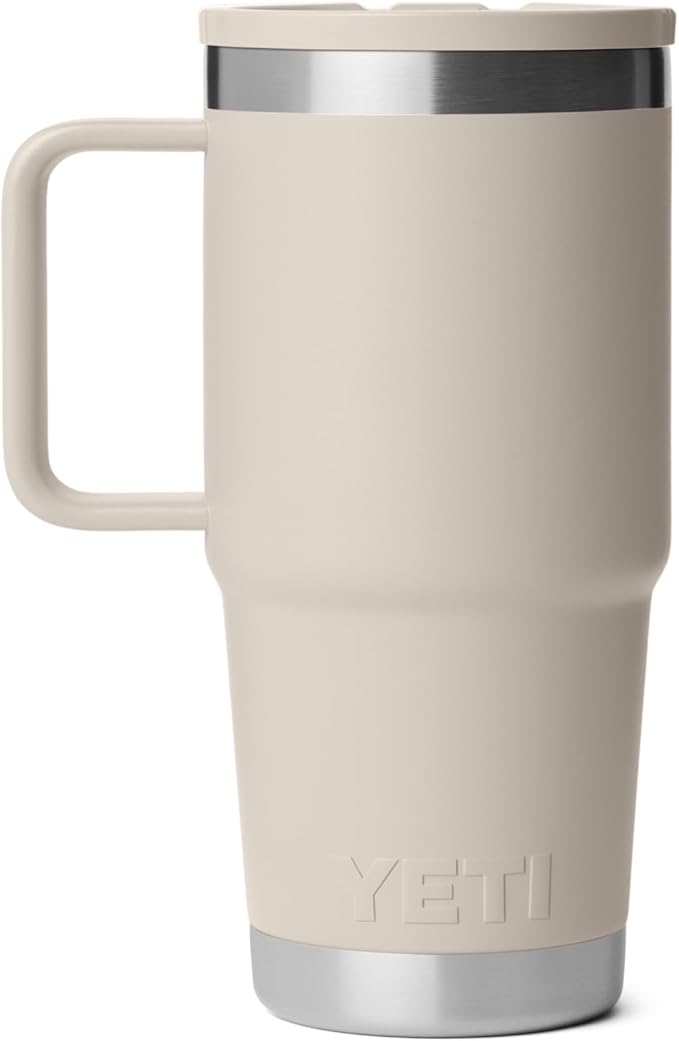 YETI Rambler 20 oz Travel Mug with Flip Straw Lid – Stainless Steel, Vacuum Insulated, Leakproof, Cup Holder Friendly, Cape Taupe