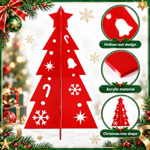 6 Pcs Christmas Acrylic Tree Table Centerpieces, Xmas Tree Tabletop Decor