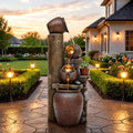 AUTODAYA 40" Overszied Outdoor Water Fountain LED Cascading Waterfall 4-Tie