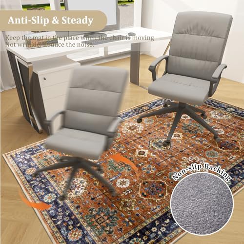 Office Chair Mat for Hardwood Floor, 60"x45" Easy Glide Computer Desk Mat Protector for Rolling Chair Under Desk Rug Nonslip Backing, Machine Wash, (Modern)