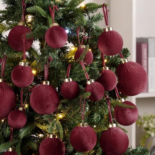 ZenNex 48Pcs Velvet Christmas Balls, Flocked Shatterproof Tree Ornaments